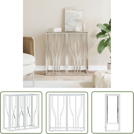 The Living Store Table console 70x30x70 cm acier inoxydable et verre - Table Basse - Meuble D'appoint - Table D'entrée - Table Console - Table Design (1/5)