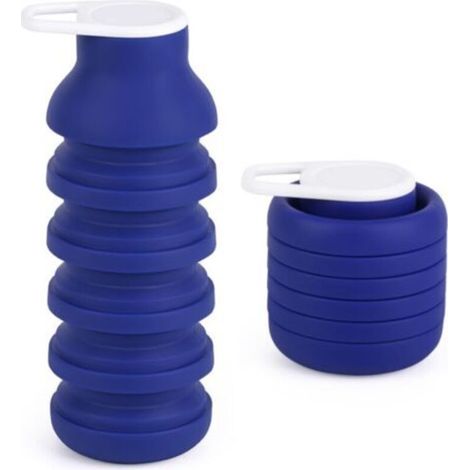 Faltbare Silikon-Wasserflasche – Wiederverwendbarer und auslaufsicherer Becher zum Wandern, Radfahren und für Outdoor-Aktivitäten, umweltfreundliches und kompaktes Design (Königsblau)