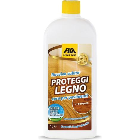FILA Surface Care Solutions, PROTEGGI LEGNO, Cera per Parquet Verniciato, Prefinito e Laminato, Azione Ravvivante Parquet, Protegge da Usura e Graffi con un Sottile Strato di Protezione Parquet,1L (1/5)