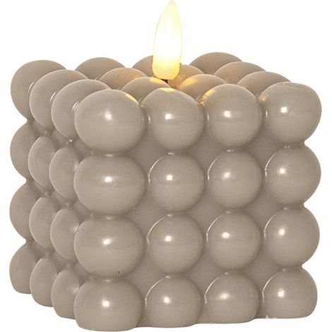 LED Bubble Kerze Flamme ,Dot' aus Wachs, Timer, braun (1/5)