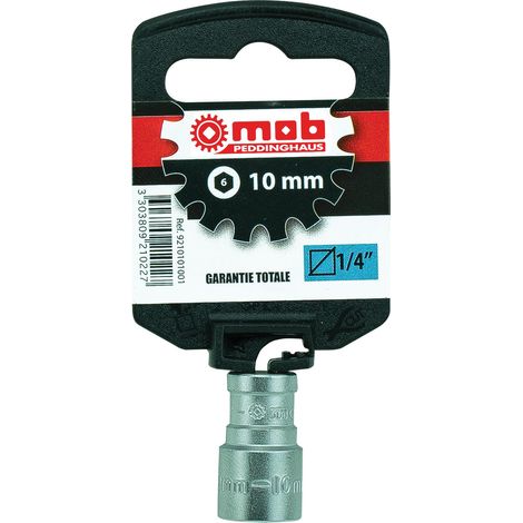 DOUILLE CARREE STANDARD 6 PANS 1/4'' 10MM SUR CARTE MOB - 9210101001