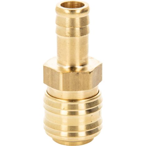 Druckluft Verschlusskupplung NW 7,2 x Ø 13 mm Schlauchanschluss Tülle, Typ 26KA, Messing blank