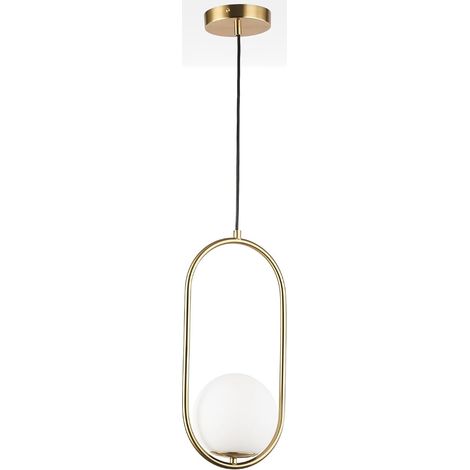 Suspension LED E27 en doré design minimaliste et élégant avec structure en aluminium et boule en verre 20x40cm Lumière chaude (1/5)