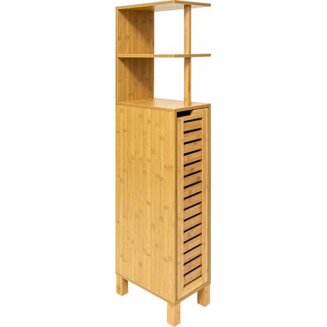 5Five Simply Smart – Meuble de rangement WC Sicela en bambou naturel – Dimensions L. 19 x P. 30 x H. 120 cm – Montage facile – Écologique et durable (1/5)