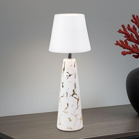 BEPER P207ILI500 Lampada da Tavolo Ricaricabile MARBLE senza fili, Design in Ceramica Effetto Marmo con Dettagli Oro, Luce LED Touch 3 Colori e Intensità Regolabile, Autonomia 36h – USB-C Inclusa (1/5)