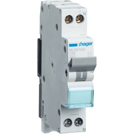 HAGER MLN516A  Leistungsschalter 1P+N 16A Kurve-C 6kA 1 Modul