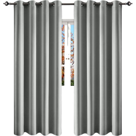 Rideaux occultants, idéaux pour la chambre, à œillets, isolants thermiques et phoniques, pour le salon (lot de 2), dimensions : 132 x 160 cm (largeur x longueur).