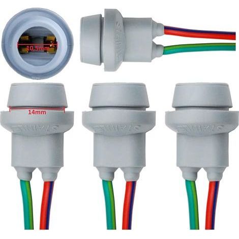 Lot de 4 Supports de Douille Ampoule T10, Connecteur W5W Caoutchouc, Câble 12cm pour Éclairage Auto Moto (1/3)
