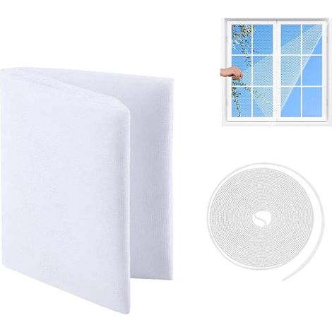 Zanzariera per finestra 150 x 500 cm in rete di nylon anti-insetto con striscia autoadesiva