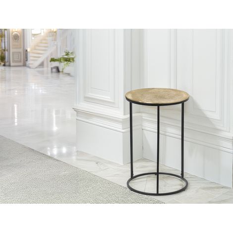 Beistelltisch PATTY rund Metall in Schwarz Gold, Höhe 61cm (1/5)