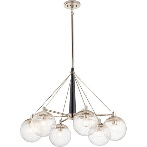 Lampadario Contemporaneo Marilyn Acciaio Nichel Lucido Vetro 6 Luci E27 (1/5)