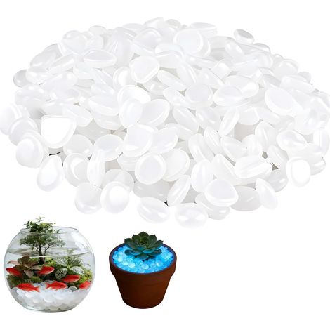 Galets Lumineux - 300 Pièces - Résine Blanche - Phosphorescent Bleu Nuit - Aquarium Et Jardin - 1 Cm (1/5)