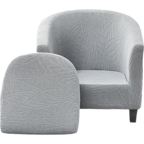 Housse De Fauteuil 1 Place Cabriolet Chesterfield en Tissu Jacquard Extensible Gris Clair (1/5)