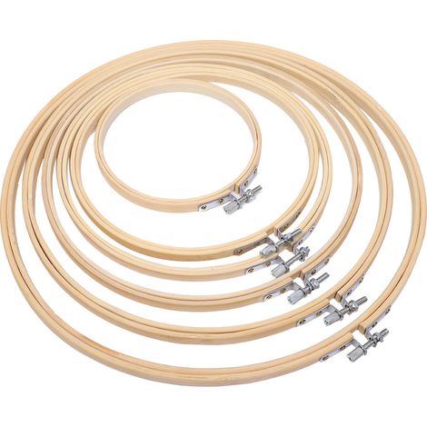 6 Cerceaux de Broderie Ronds en Bois, Taille 10cm, Lot de 6, Outils DIY pour Couture et Cross-Stitch, Cadre Rond Crème (1/5)