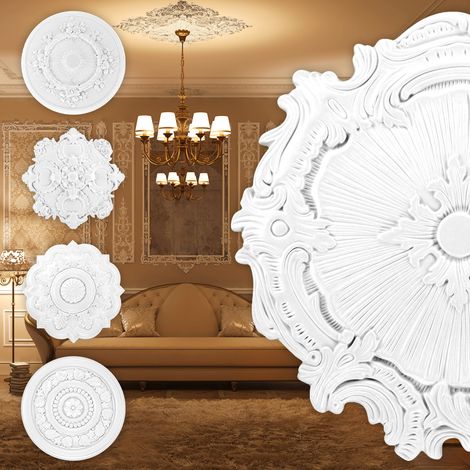 Rosone in PU - decorazione interna, stucco per soffitto e parete, materiale duro - R125-R179: R125 - Ø 43 cm (1/3)