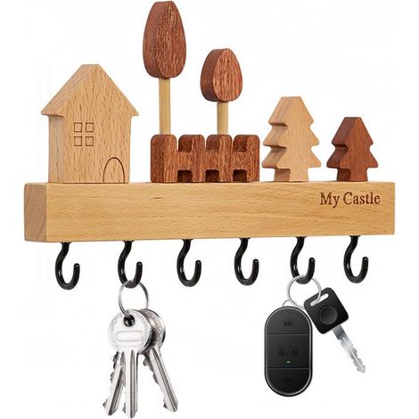 Schlüsselschrank Wandmontierter Schlüsselhalter aus Holz Schlüsselleiste mit 6 stabilen Haken 22 5 x 3 x 2 cm Dekorativ und praktisch für Flur 22,5 (1/5)
