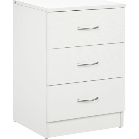 Three-Drawer Simple Bedside Table - White