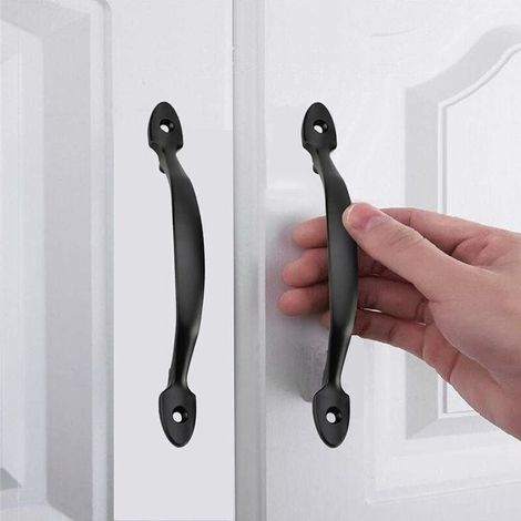 Poignée Meuble 2 Pièces Poignée de Traction de Porte Poignée de Porte d’Armoire Poignee Porte Coulissante avec Vis Poignées Noires pour Porte de Grange Armoires Jardin Remise (Noir) (1/3)