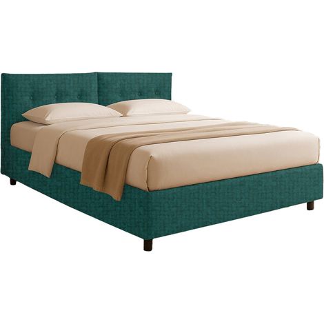 Letto Singolo Exeter, Sfoderabile, Contenitore Made in Italy, Verde Petrolio