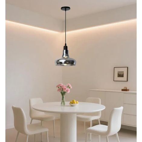 Lampe Suspendue Noir Moderne,LED Lustre Industriel Vintage en Verre pour Salle à Manger Cuisine île Restaurant Bar (1/5)