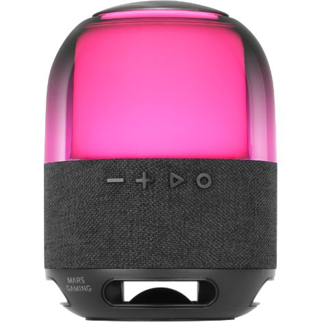 Mars Gaming MS-Flow, tragbarer Bluetooth-Lautsprecher 15W, Orbilight RGB 360°-Beleuchtung, kraftvoller Sound mit 57mm DeepBass-Treiber, kompakter Gaming-Lautsprecher mit Bluetooth 5.3 und MicroSD, Sch