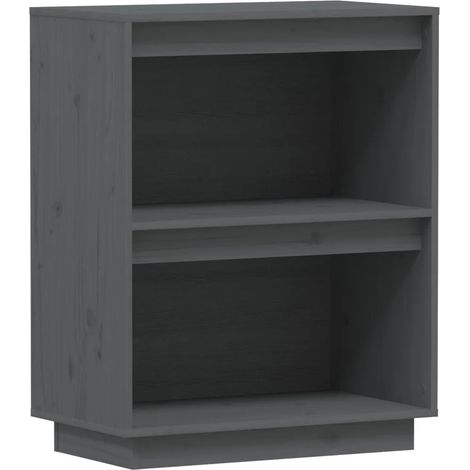Armoire console bois de pin rustique 60 x 34 x 75 cm grand espace rangement déco salon en gris