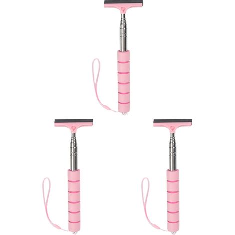 Set di 3 panni per la pulizia dei vetri dell'auto, lato rosa, acciaio inossidabile, manico regolabile (1/2)