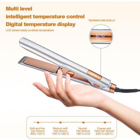 (Argent, norme européenne) Lisseur électrique haute température 240 °C avec fonction buzzer - N'abîme pas les cheveux (1/4)
