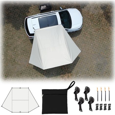 Toldo universal impermeable y anti-UV para coche, tejido Oxford 210D, con piquetas y cuerdas de amarre, para exterior, para furgoneta, autocaravana, caravana y camión (blanco grueso, 2 x 3 m)