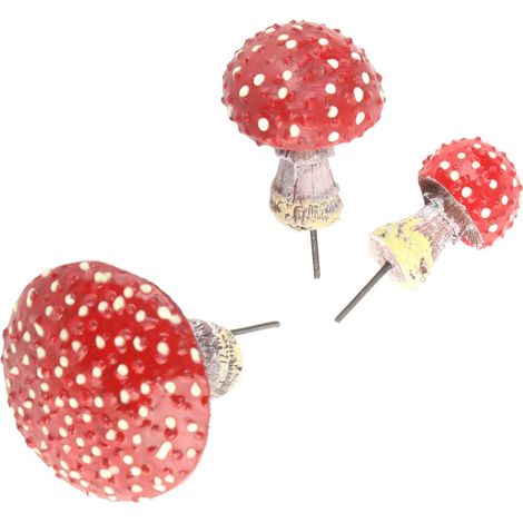 Ensemble de trois décorations de jardin en résine représentant des champignons, figurines lumineuses, paysage miniature (1/5)