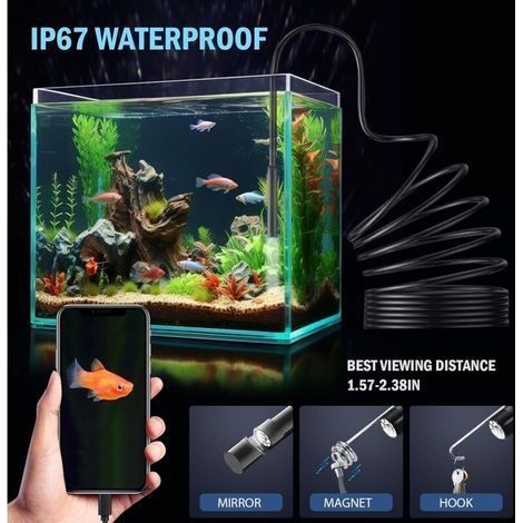 Endoskopkamera mit Licht, Inspektionskamera für 10 m langes, halbstarres Kabel, 8,0 mm Typ-C-Endoskop mit 6 LEDs, USB-Endoskopkamera für Android-Smartphones und -Tablets (1/3)
