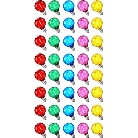 Filiyano-Ampoules LED E12, lot de 50, 1 W, multicolores, pour éclairage de fête et de jardin, en PET et aluminium, étanches et incassables, 24 V CC / (1/5)