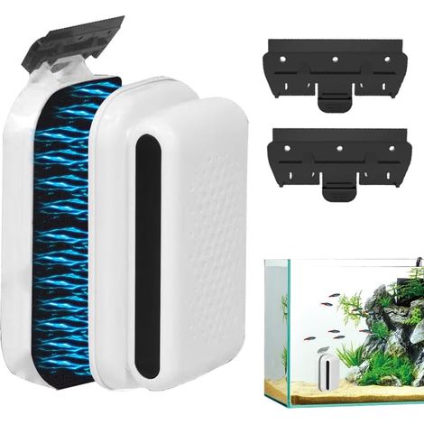 Aimant de nettoyage pour pare-brise d'aquarium - Nettoyant pour vitres d'aquarium - Magnétique puissant - Pour nettoyer les algues - Avec 2 raclettes amovibles pour aquariums (M pour 6-10 mm (1/5)