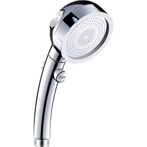 Pomme de douche Pomme de douche à main Haute pression 3 modes Douche de salle de bain ABS Acier inoxydable avec bouton d'arrêt Universel Haute pression Economiseur d'eau (1/4)