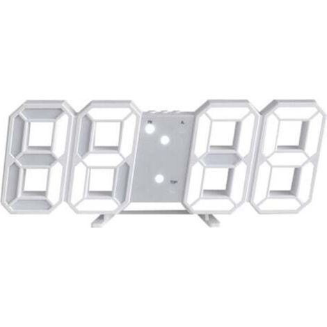Orologio da parete digitale a LED 3D con visualizzazione di ora, temperatura e data in formato 12/24 ore, funzione memoria, funzione snooze, luce notturna e luminosità regolabile.