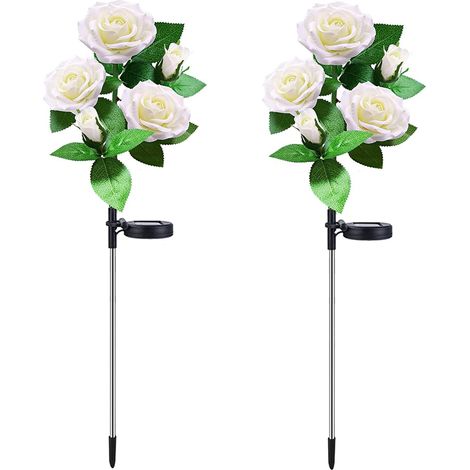 Luminaire Solaire Fleur - 31,3 Pouces - IP65 - Blanc - 2 Pièces (1/5)