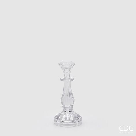 EDG Enzo De Gasperi Portacandela Crystal Sinuoso H 22 Cm D 10 Cm Natural Trasparente