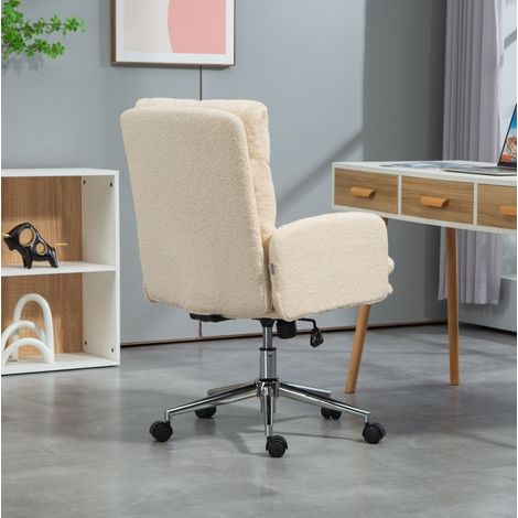 Sedia ufficio ergonomica con braccioli, altezza regolabile, funzione oscillante, crema DESVIAE (1/5)