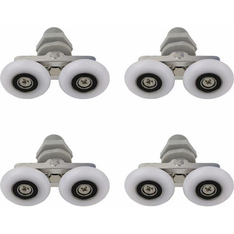 Lot de 4 roulettes pour porte de douche - Double roulement coulissant - Porte en verre (23 mm)