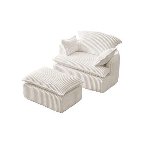 Fauteuil enfant pliable en velours côtelé blanc – Confort luxe avec oreiller doux – Design minimaliste moderne – Dimensions non spécifiées