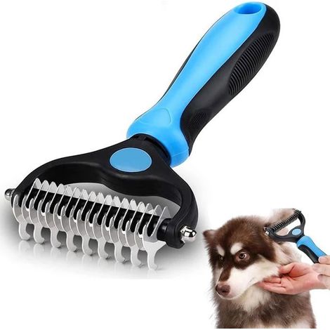 Outil de soin du pelage 2 en 1, peigne de toilettage pour chiens et chats, grattoir double face pour sous-poil, outil
