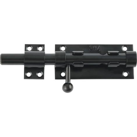Verrous Loquet Porte Extérieur Loquet de Porte à Boulon Coulissant Verrou de Porte à Barillet Serrure avec Trou pour Cadenas, Finition en 304 Acier Inoxydable, Noir