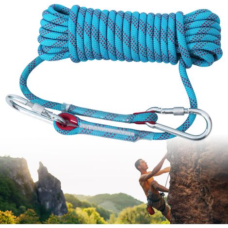 10mm Corde d'escalade, 20m Corde d'escalade Statique, Statique Corde D'exploration, Corde D'extérieur pour Parachute De Secours pour La Randonnée l'escalade l'escalade