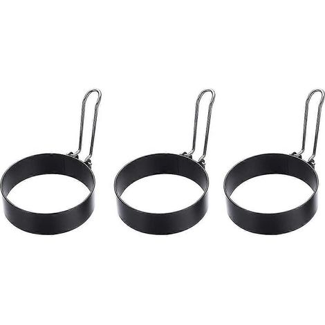Moule à crêpes circulaires en acier inoxydable pour œufs au plat, antiadhésif, outil de cuisine (2 pièces) (1/5)