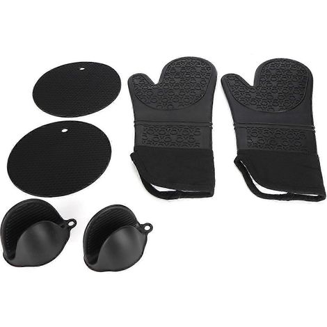 25-26 6 pièces/ensemble Maniques de cuisine avec pince pour les mains Manique en silicone Gants isolants thermiques Tapis isolant (1/4)