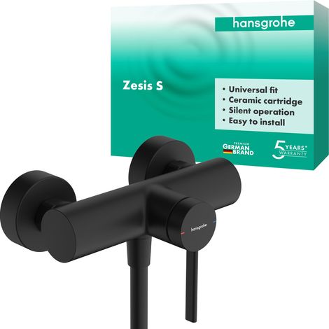 Mitigeur de douche apparent, Robinet douche 1 sortie, Mitigeur monocommande, Noir mat, 74621670 (1/5)