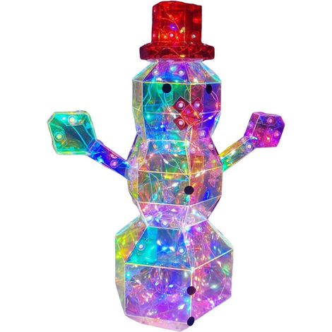 Noël Prismatic Iridescent bonhomme de neige décorations lumineux à LED bonhomme de figurine neige USB Powered table décoration pour de fête (1/5)