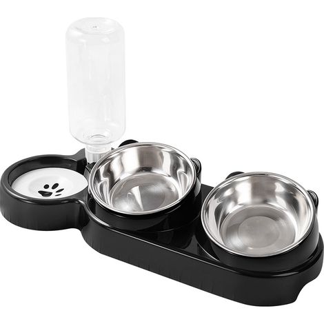 Gamelle double en céramique pour chien et chat, bols de nourriture et d'eau, mangeoire anti-renversement et ergonomique (1/2)