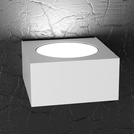 Applique moderna top light plate 1129 ap gx53 led metallo monoemissione lampada parete, finitura metallo bianco