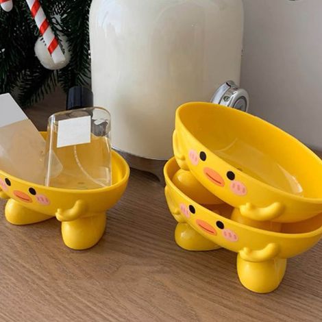 Niedliche kleine gelbe Seifenschale und Abtropfschale in Entenform, Seifenhalter, niedlicher und kreativer Artikel für Kinder, Seifenschale. (1/5)